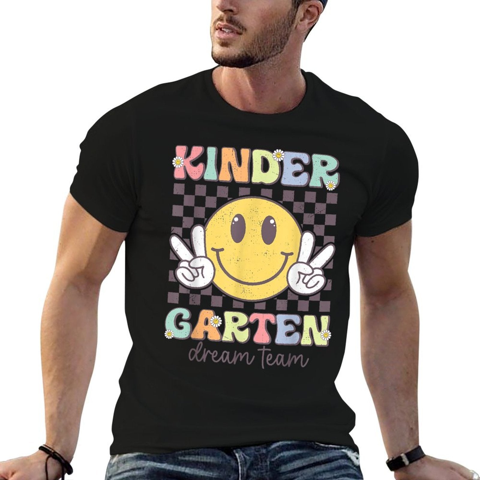 Kindergarten Dream Team Smile Back To School Teachers Kids  Trendy Pattern T-Shirt