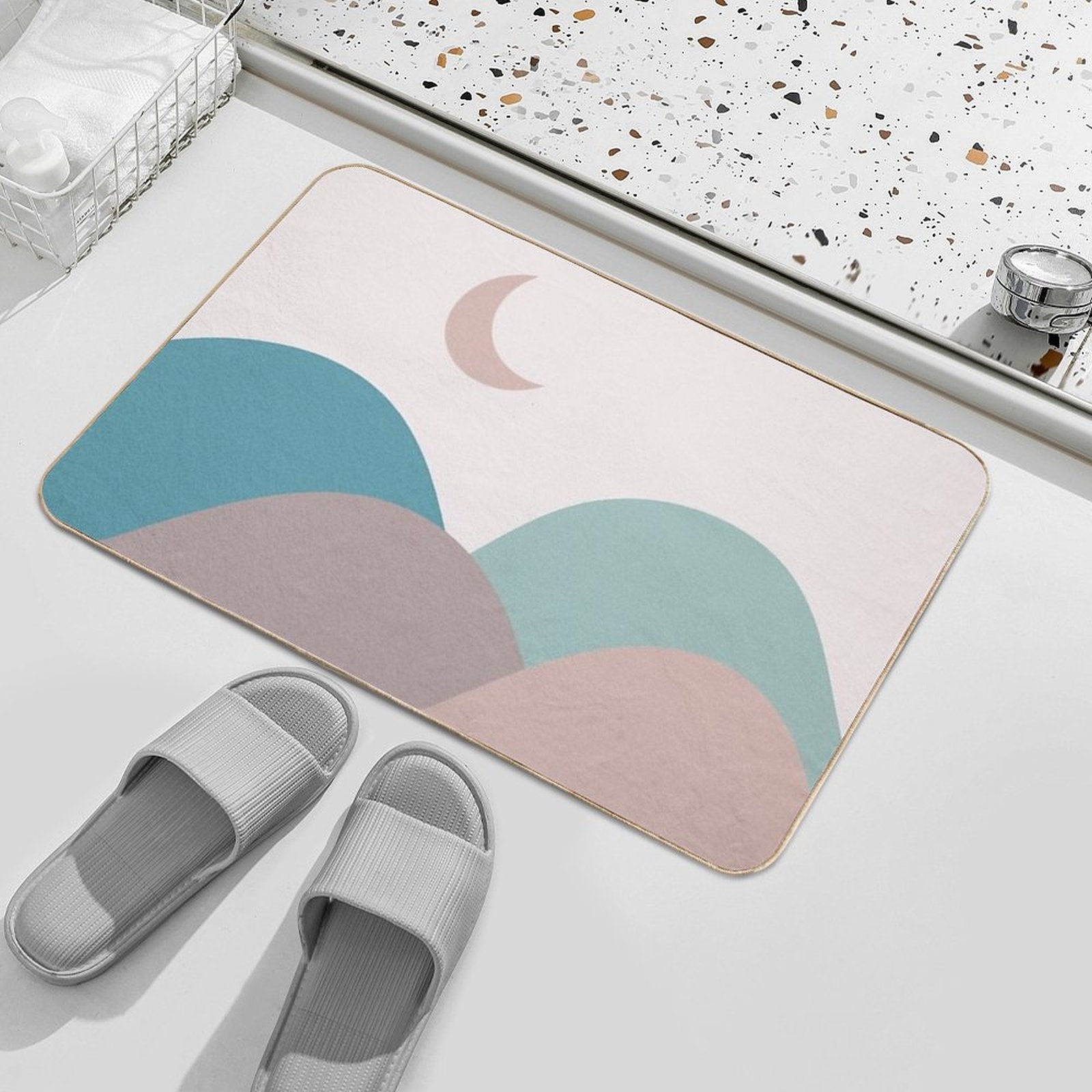 Modern Minimalist Aesthetic Landscape - Neutral 03  Anti-Trip Bath Mat