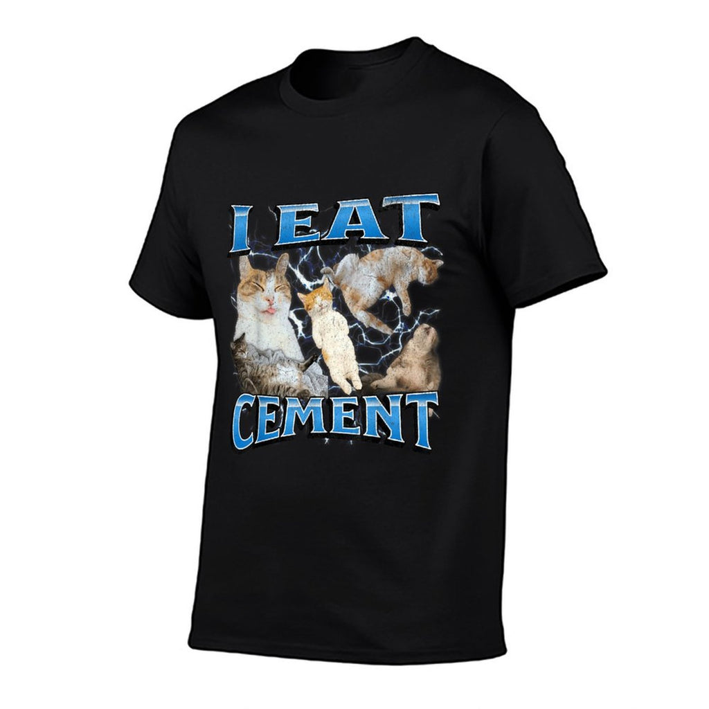 I Eat Cement Funny Offensive Cat Meme Bootleg Graphic  Summer-ready Fabric T-Shirt