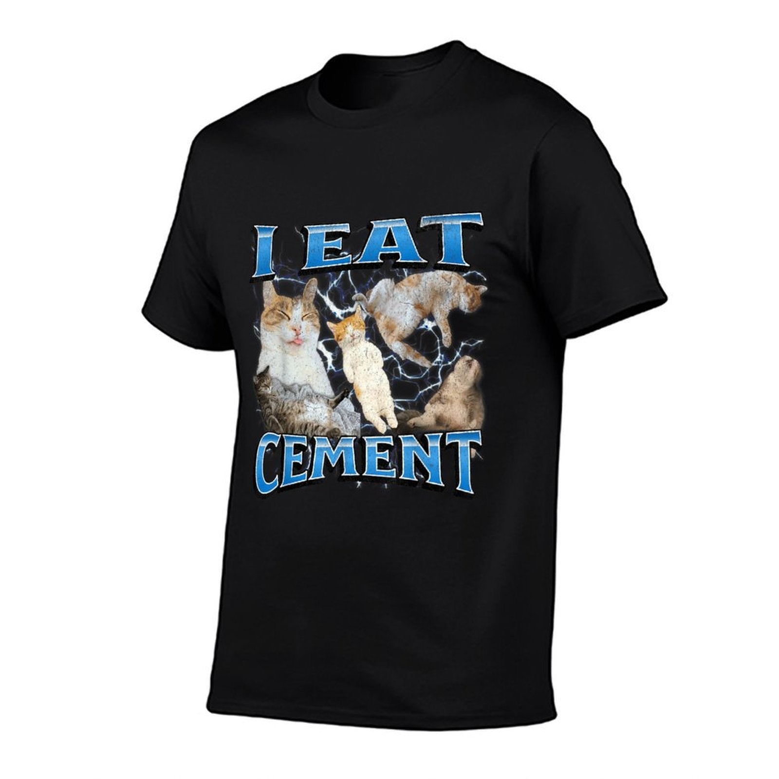 I Eat Cement Funny Offensive Cat Meme Bootleg Graphic  Summer-ready Fabric T-Shirt