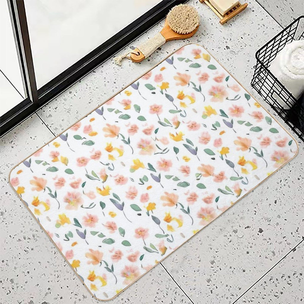 Colorful Summer Watercolor Floral Pattern - Artistic Blossoms Durable Bath Mat