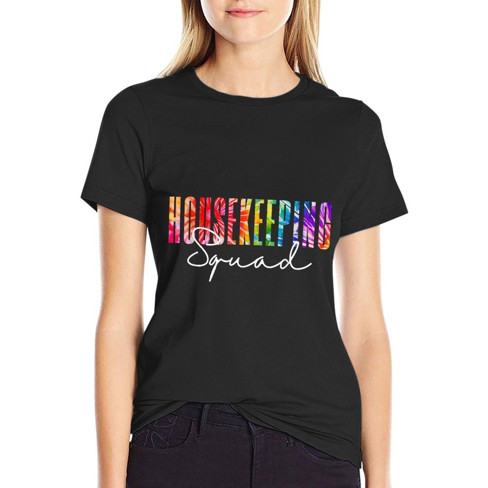 Housekeeping Squad Tie Dye Cleaning Staff School Janitor  Graphic-printed T-Shirt