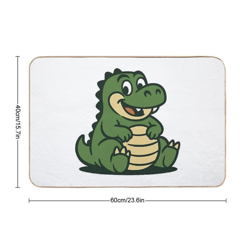 Chubby Retro Dinosaur – Cute Sitting Dino Mascot Design  Easy Maintenance Bath Mat