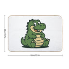 Chubby Retro Dinosaur – Cute Sitting Dino Mascot Design  Easy Maintenance Bath Mat