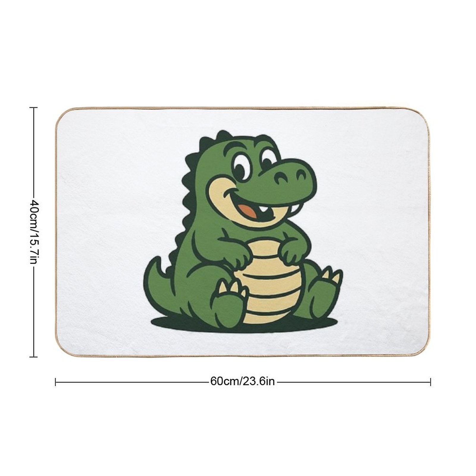 Chubby Retro Dinosaur – Cute Sitting Dino Mascot Design  Easy Maintenance Bath Mat