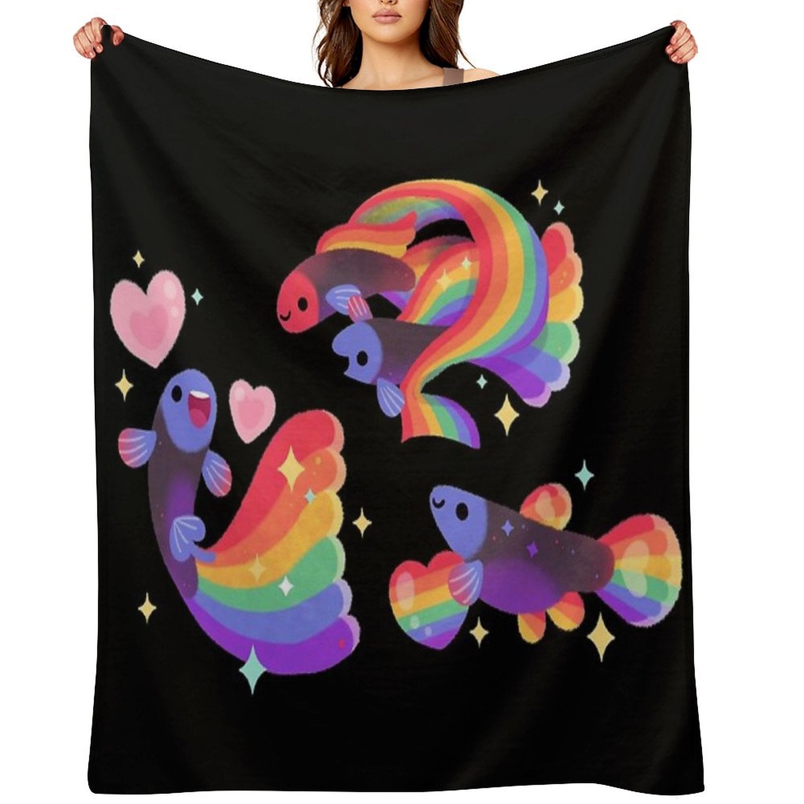 Rainbow Guppy 5 Gift-ready Throw Blanket