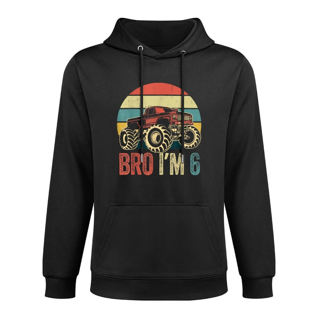 Bro I'm 6 Monster Trucks 6th Birthday Boy Jam Retro Boys Layering Staple Hoodie