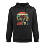 Bro I'm 6 Monster Trucks 6th Birthday Boy Jam Retro Boys Layering Staple Hoodie