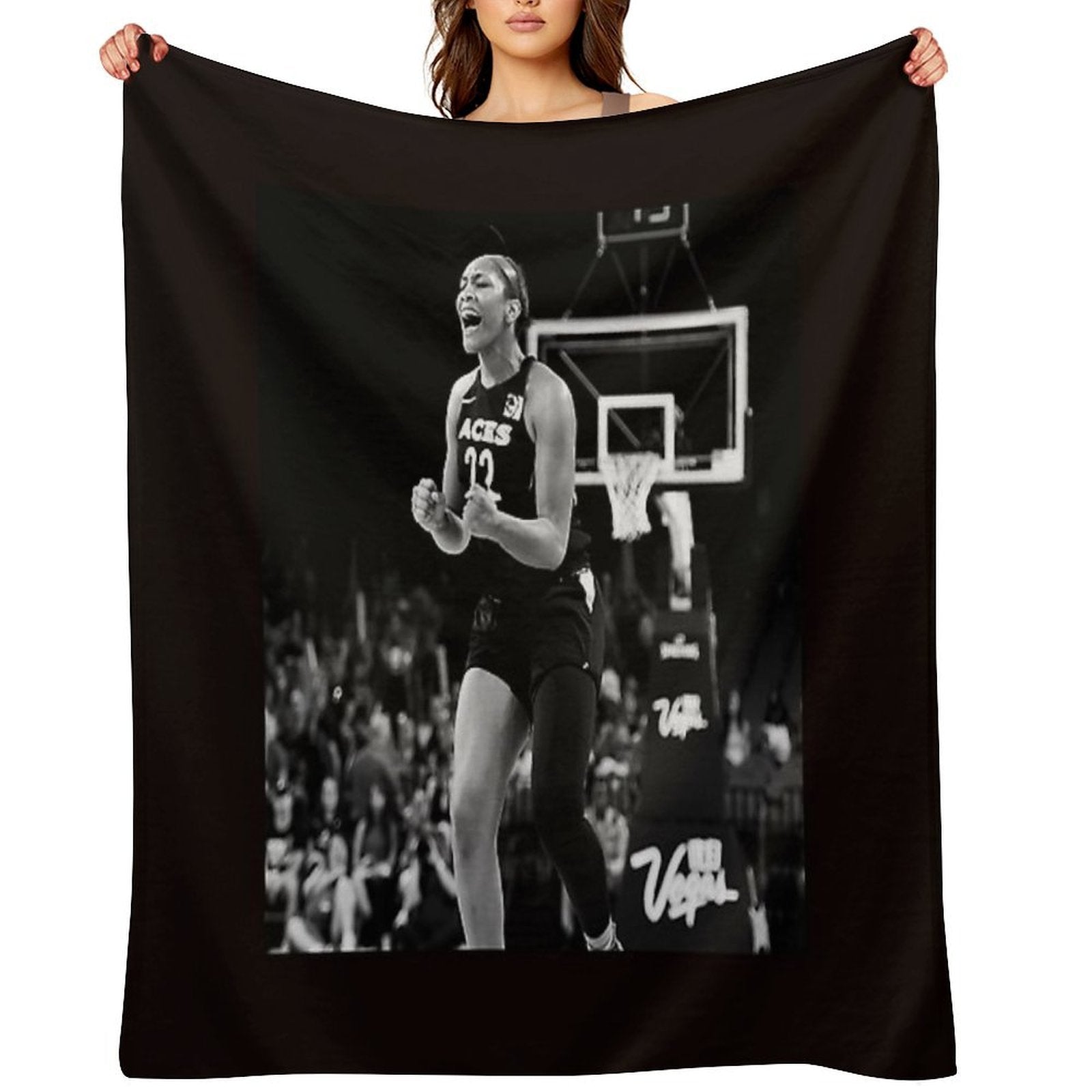 A'ja Wilson - Black  White Lightweight Throw Blanket