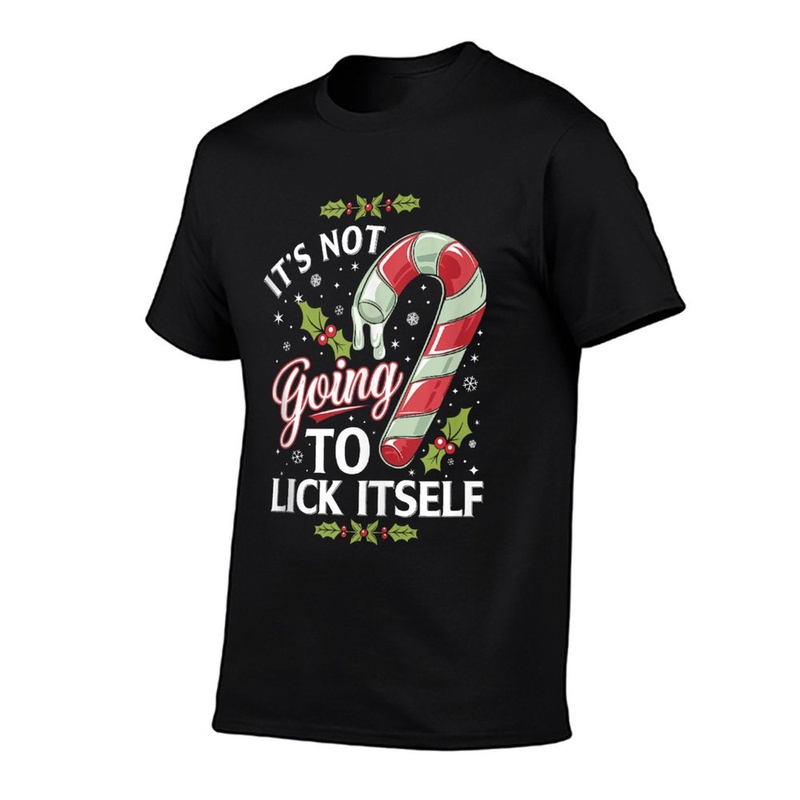 Its Not Going to Lick Itself Funny Christmas  Ribbed Collar T-Shirt