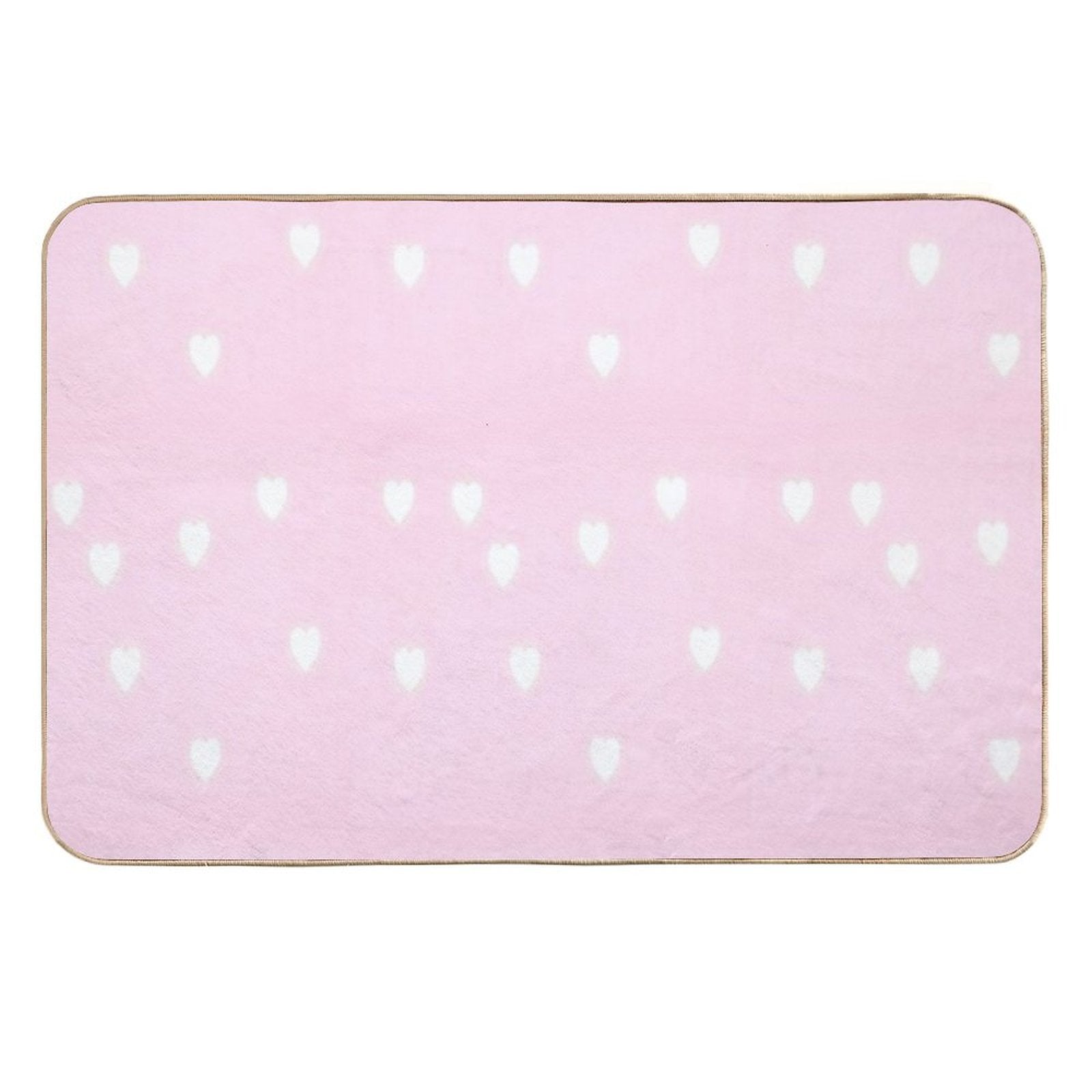 White Hearts on Pink  Stain-Proof Bath Mat