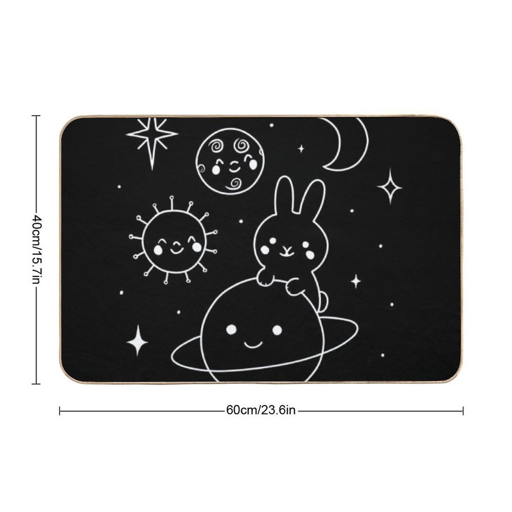 Hop Into The Cosmos (White)  Slip-Resistant Bath Mat