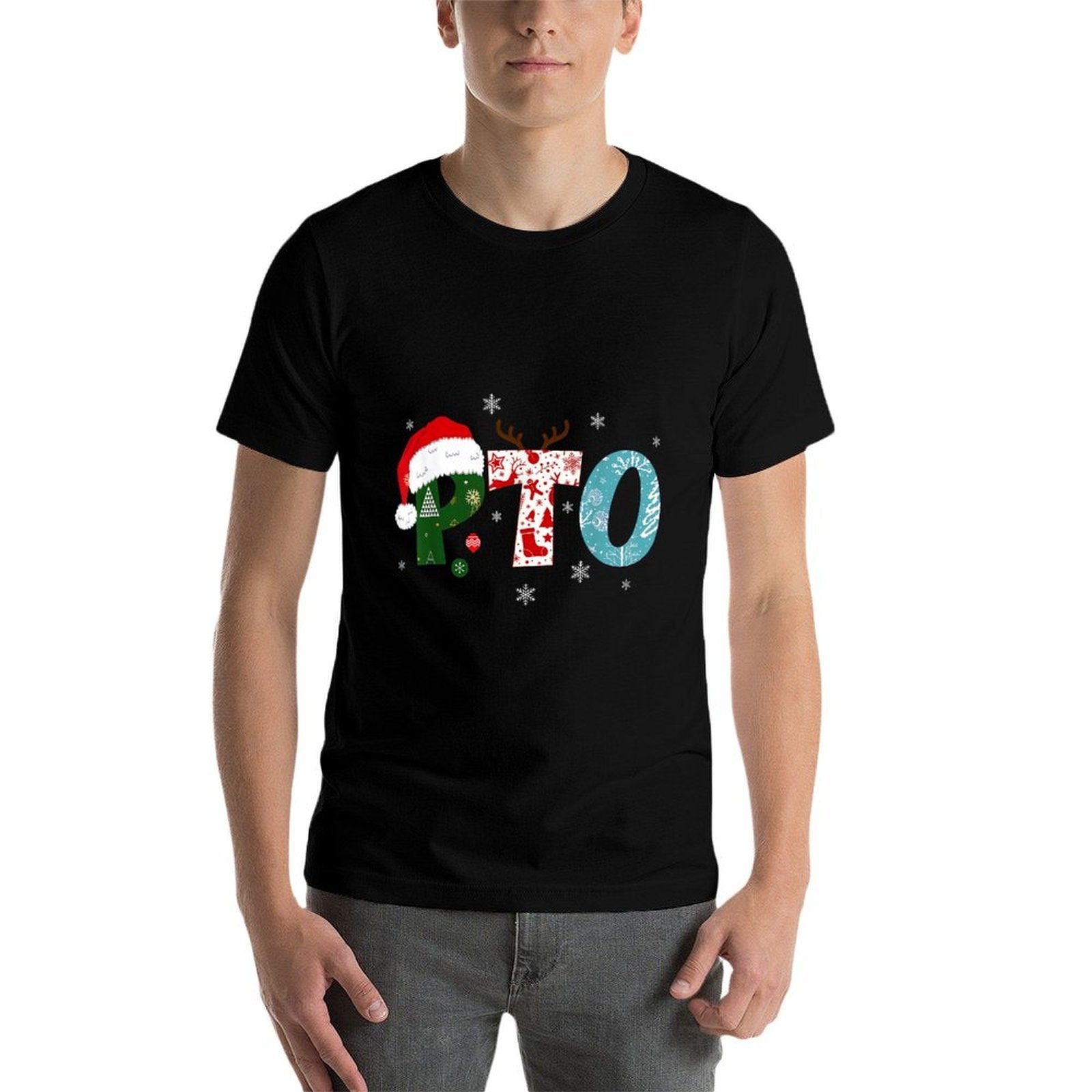 PTO Santa Hat Reindeer Parent Teacher Organization Christmas  Classic T-Shirt