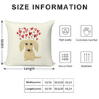 Longhaired Cream Dachshund with Hearts Soft Durable Construction Throw Pillow
