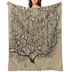 Cajal's Neurons Sketch Wrinkle-free Throw Blanket