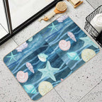 Happy Dancing Sea Shells And Sea Stars On The Waves Watercolor II  Versatile Bath Mat