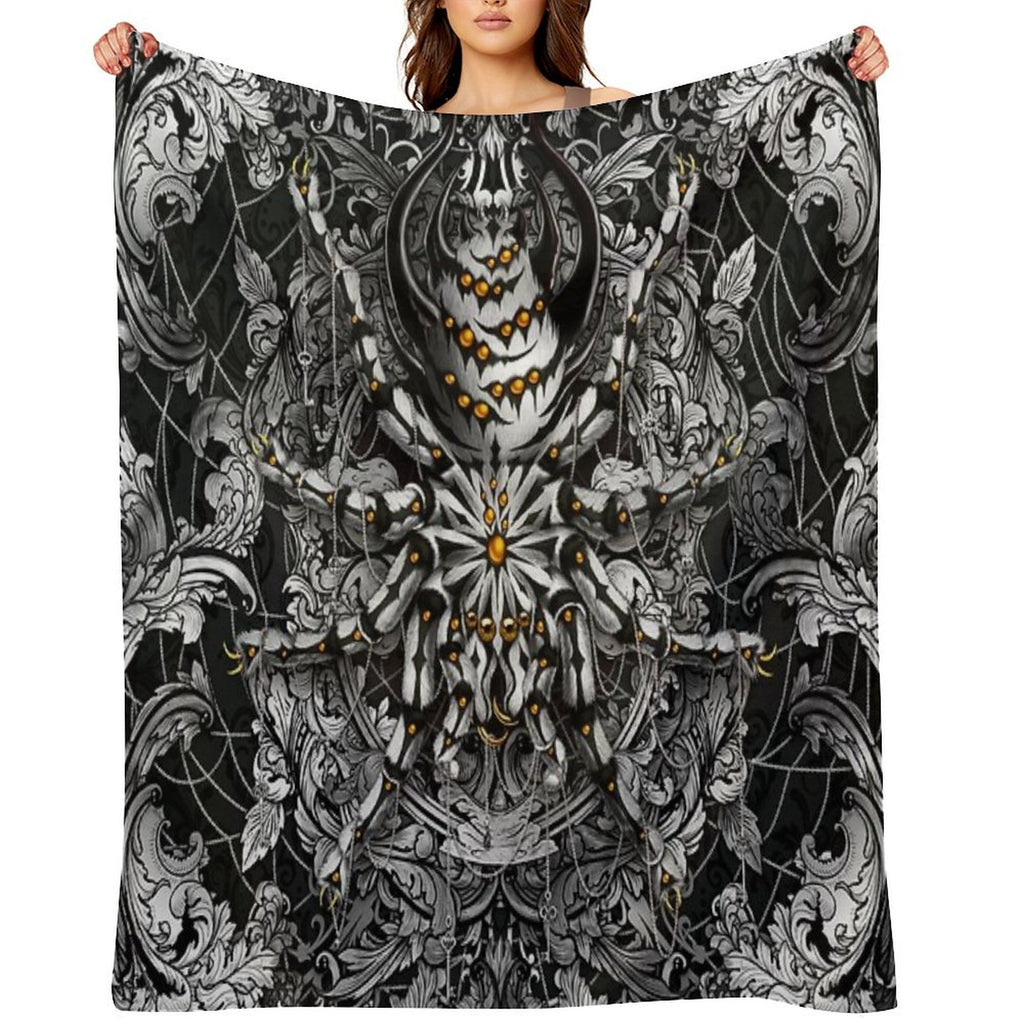 Spider Silver Black Eco-conscious Throw Blanket