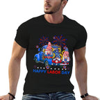Happy Labor Day Fireworks American And Funny Gnomes  Wrinkle-resistant T-Shirt