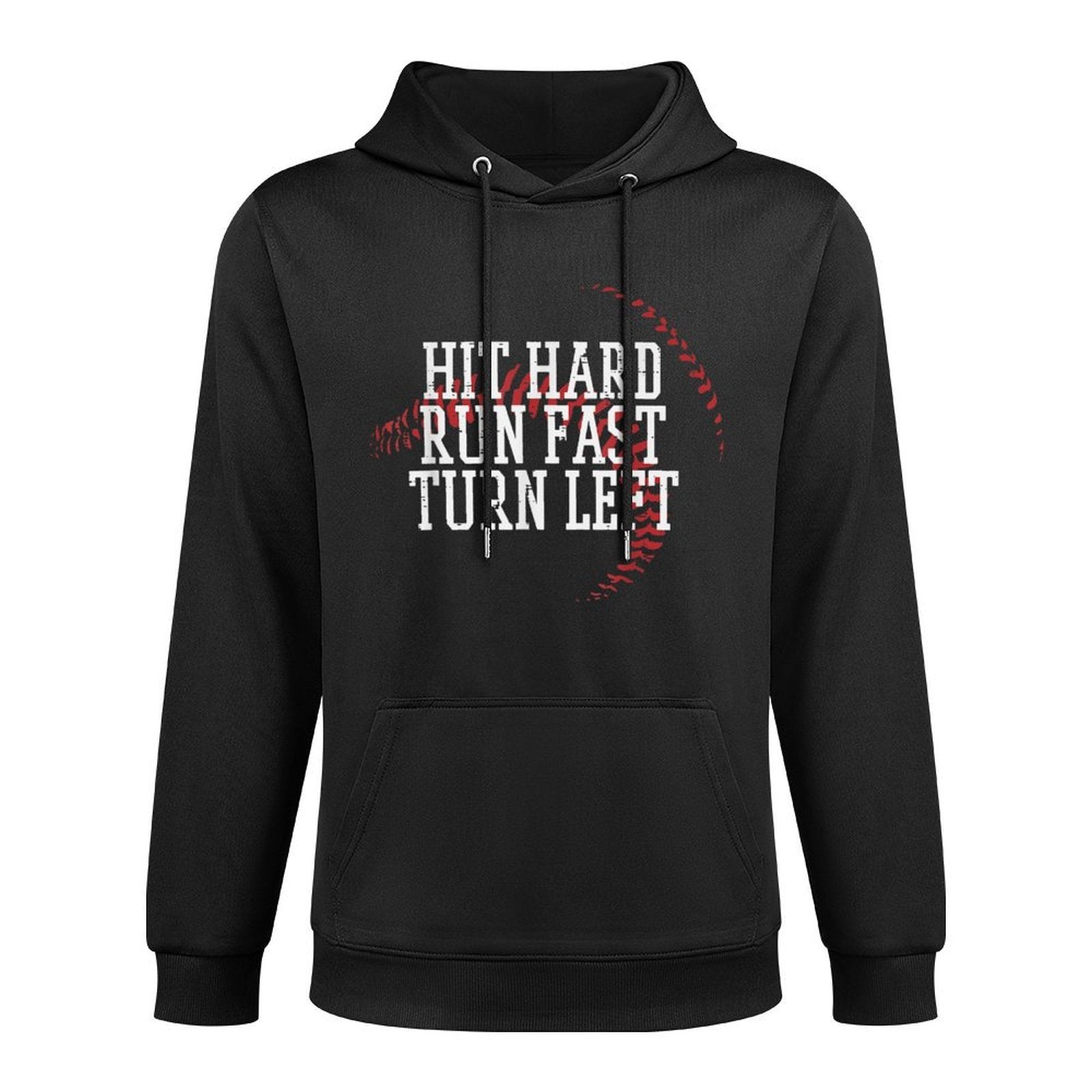 Baseball Hit Hard Run Fast Turn Left Men Boys Kidn Youth Moisture-Wicking Hoodie
