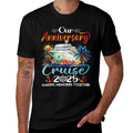 Our Anniversary Cruise Husband Wife Couples Cruise Vacation  Oversized Silhouette T-Shirt