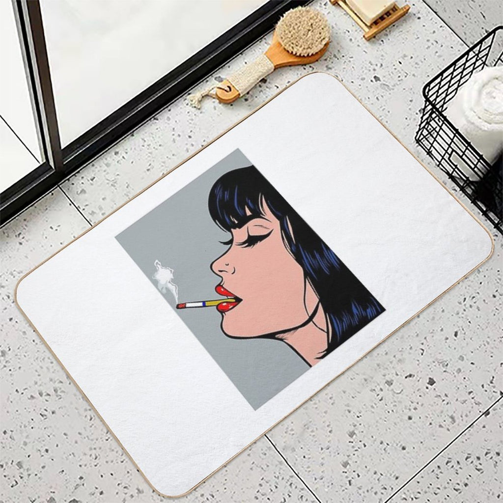 Take It Easy Nothing Is Under Control , Smoking Comic Girl ,cigarette Comic Girl ,  Odorless Bath Mat
