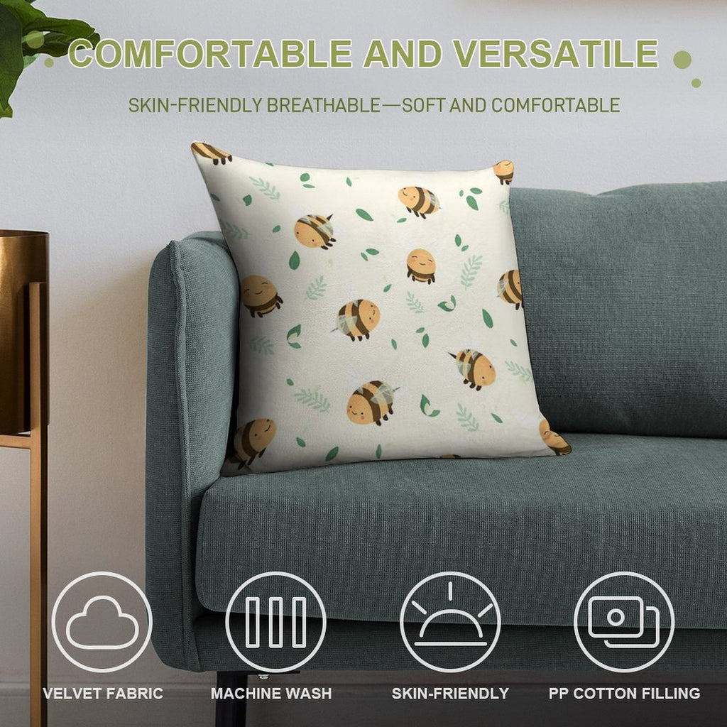 Lots of Bees Soft Shrink-Resistant Throw Pillow