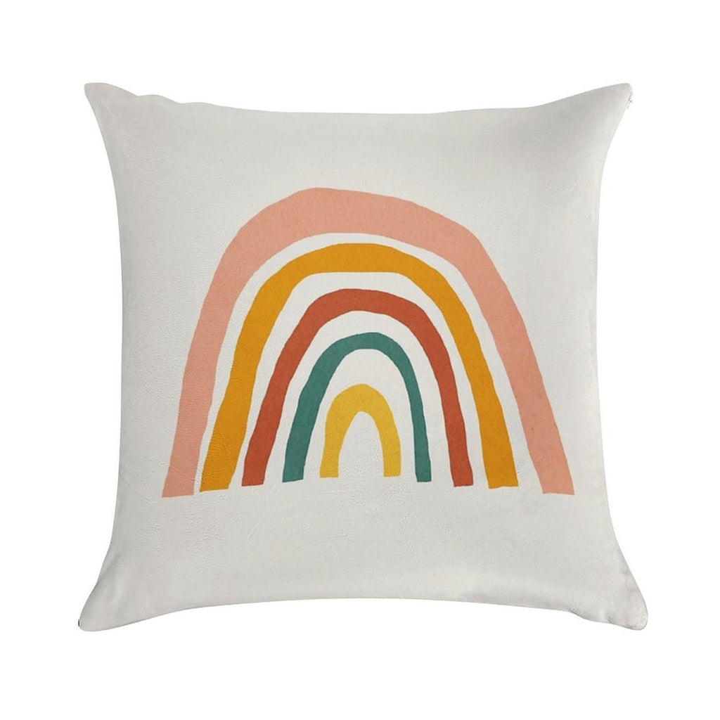 Rainbow, Abstract, Mid Century Modern Kids Wall Art, Nursery Room Soft Washable Throw Pillow