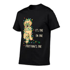 Its Fine Im Fine Everything Is Fine Christmas Lights  Ribbed Collar T-Shirt