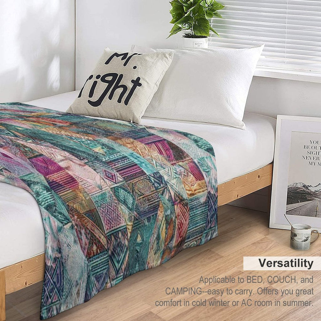 Retro Hippie Patchwork Versatility Throw Blanket