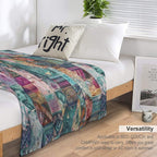 Retro Hippie Patchwork Versatility Throw Blanket