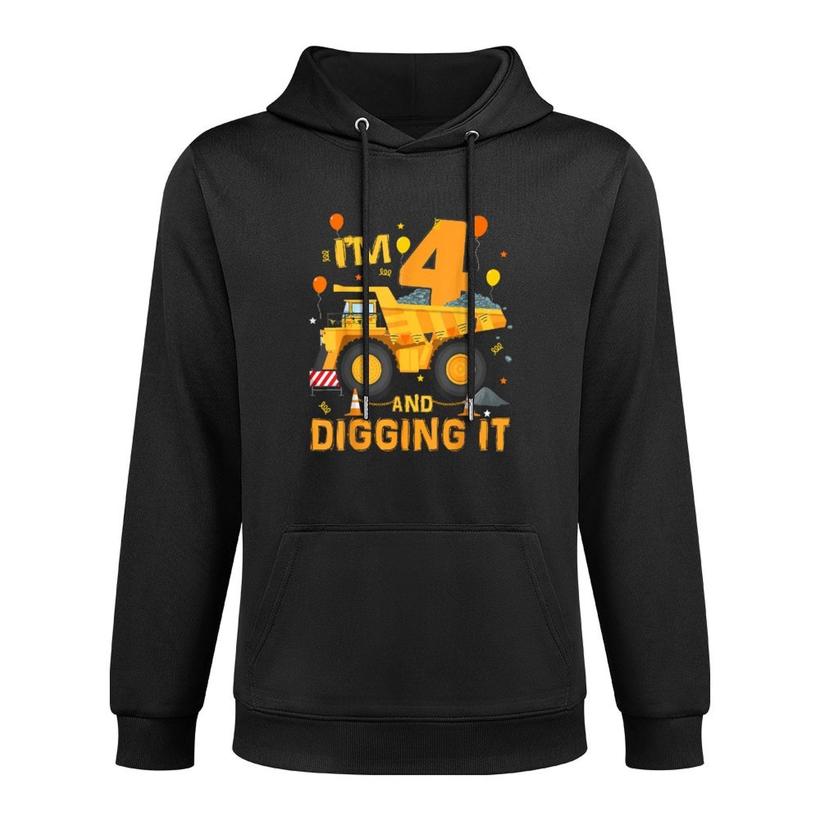 I&#39;m 4 Year Old Digging It 4th Birthday Construction Truck Breathable Fabric Hoodie