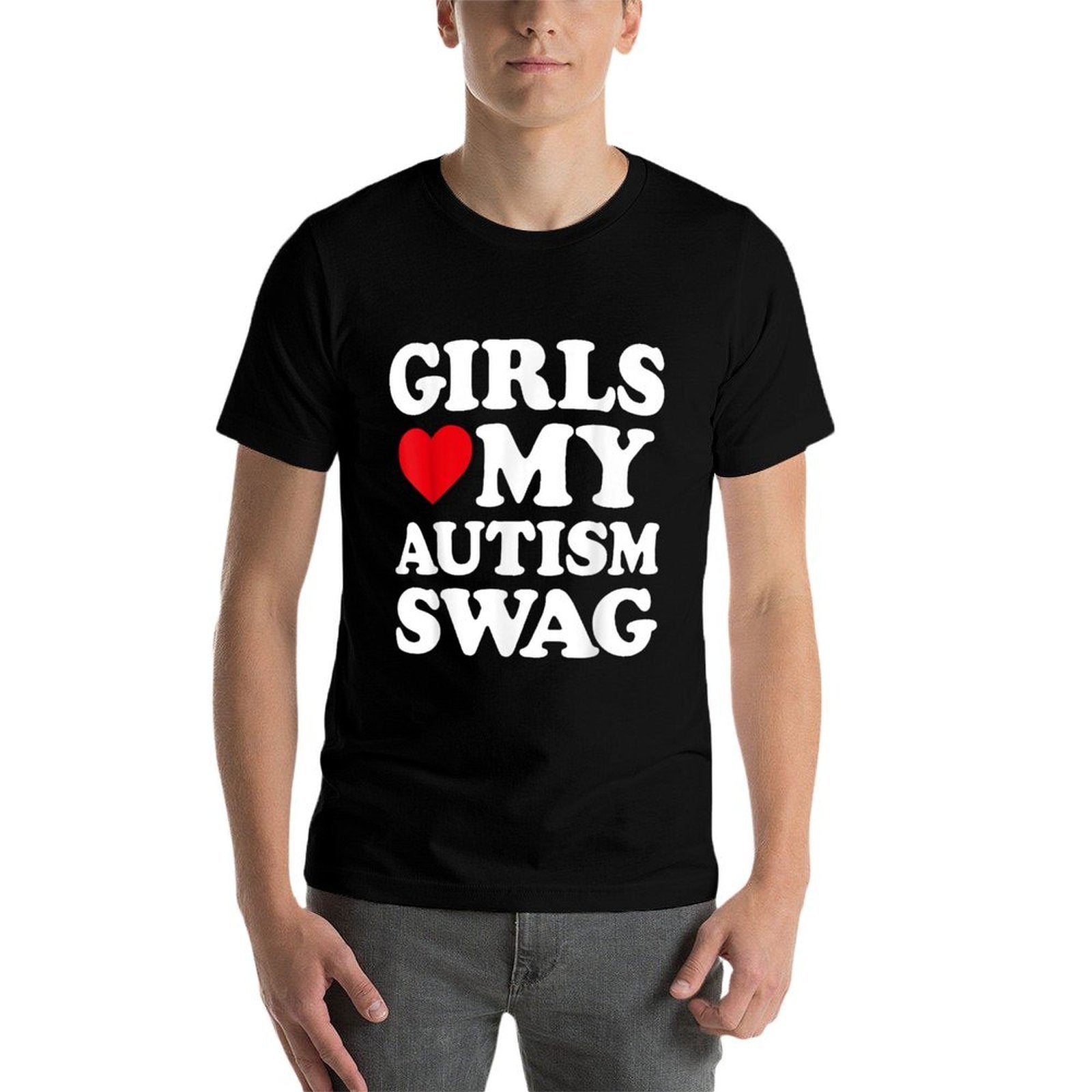 Girls Love My Autism Swag Funny Girls Heart Autism Awareness  Graphic-printed T-Shirt
