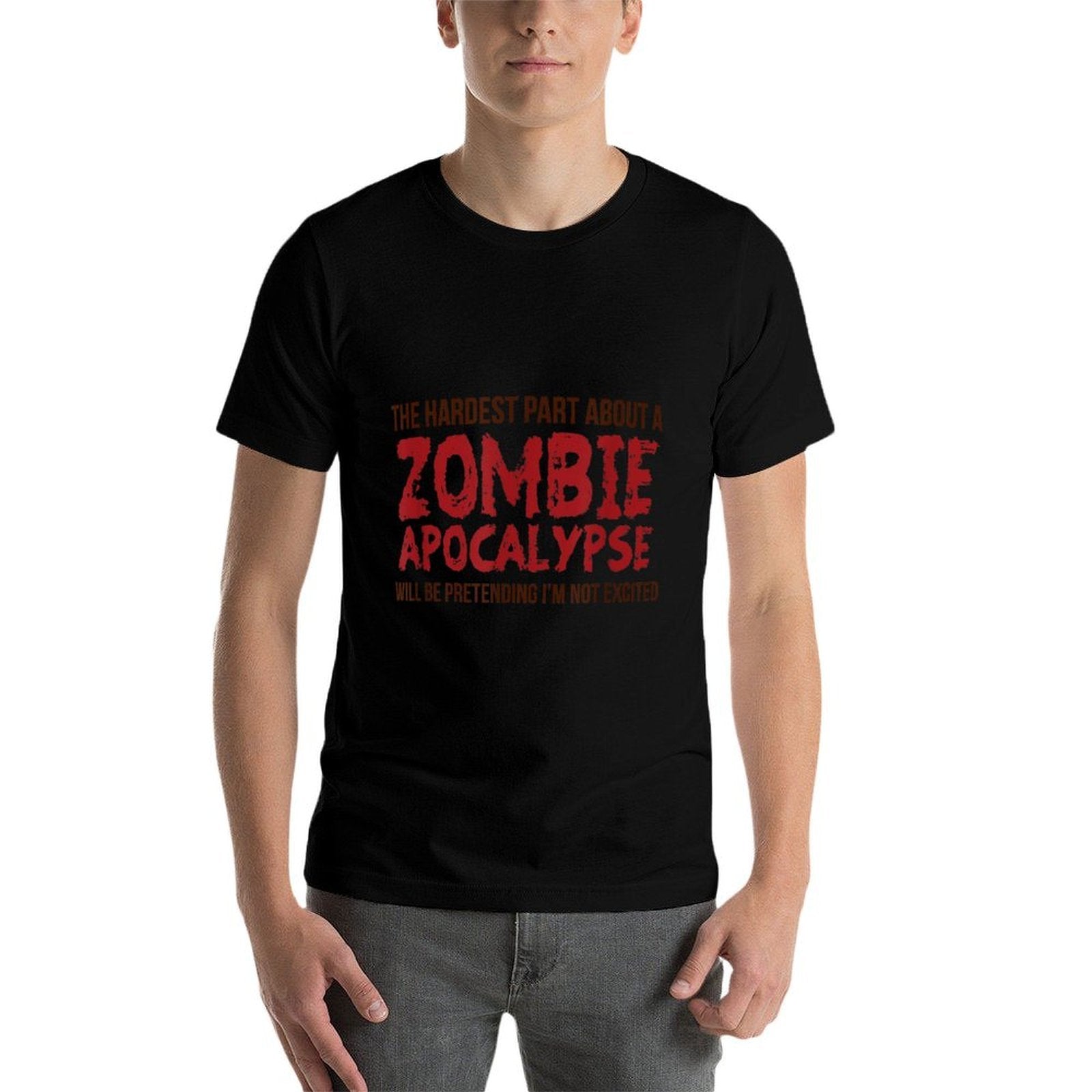 Funny Zombie Gift Apocalypse Tshirt Mens Women Adult  Fade-proof Color T-Shirt
