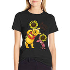 Disney Winnie The Pooh  Piglet Hello There! Sunflowers  Trendy Pattern T-Shirt