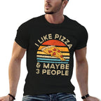 I Like Pizza And Maybe 3 People Retro Vintage  Stretchy T-Shirt