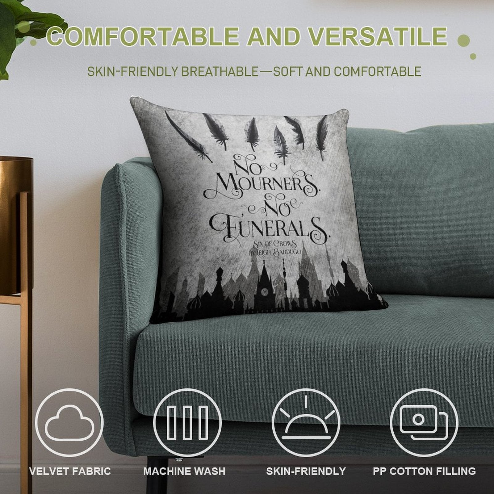 No Mourners No Funerals Soft Hidden Zipper Throw Pillow