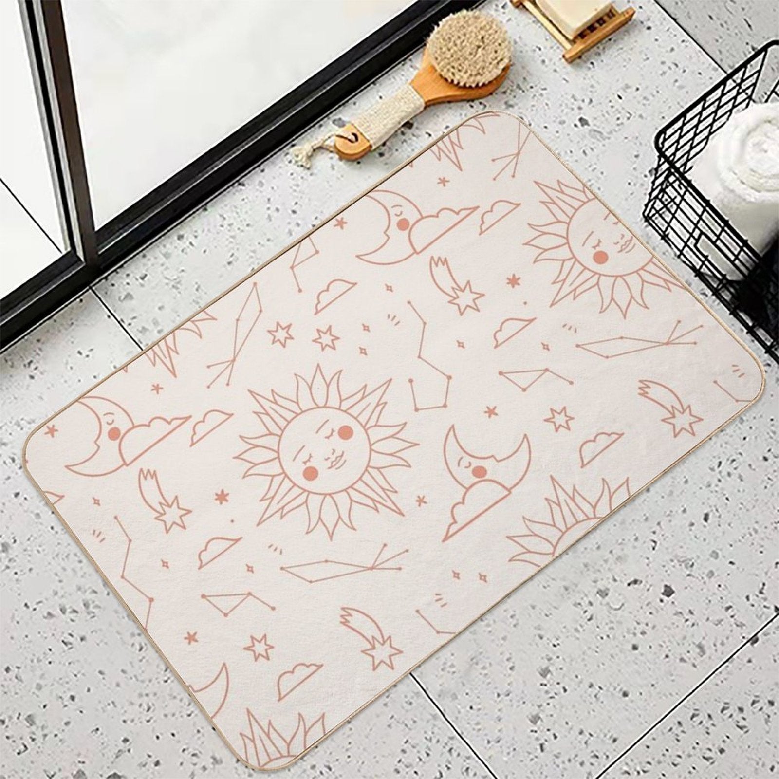 Moons And Suns Pattern  Multi-Purpose Bath Mat