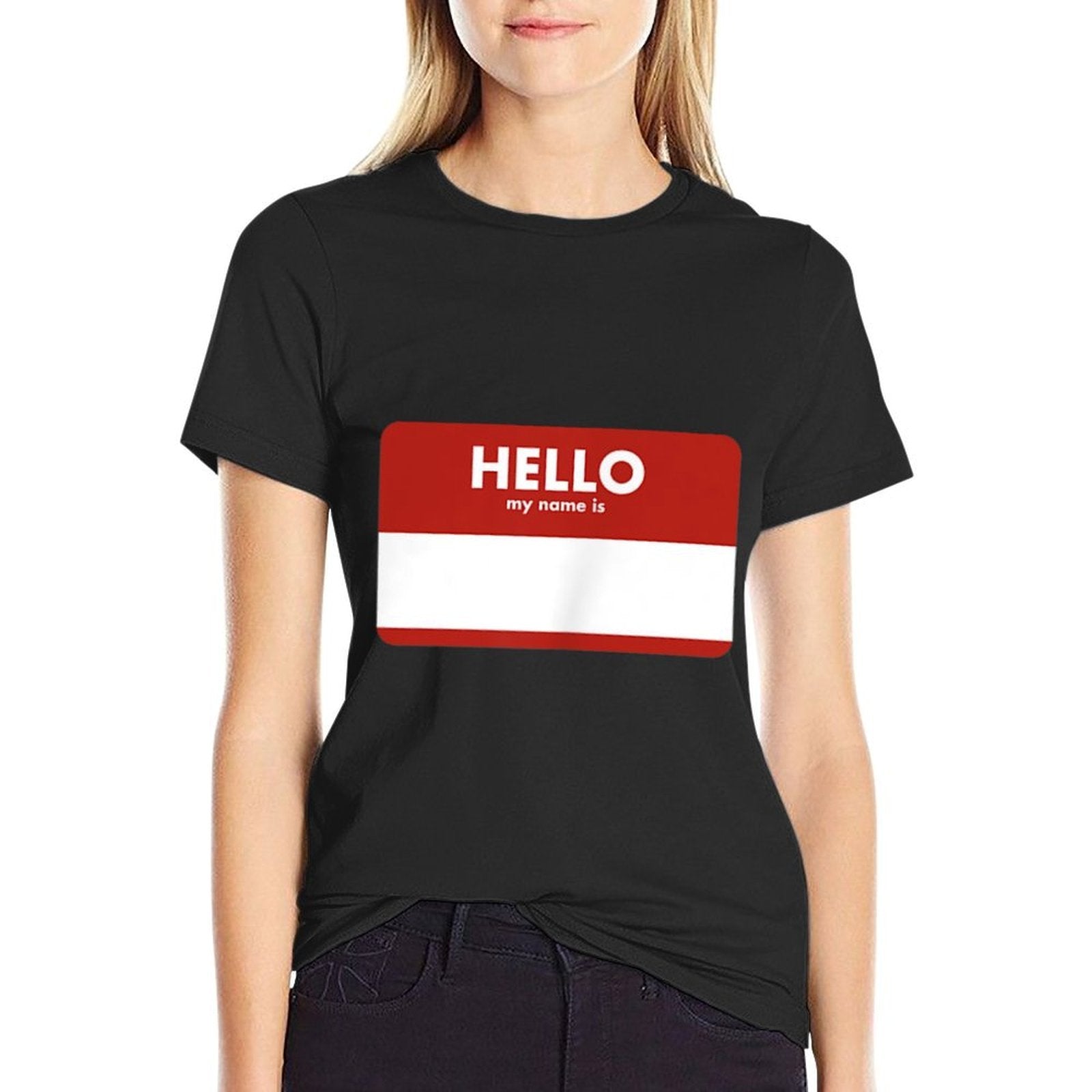 Hello My Name Is Blank Custom Sticker Funny  Summer-ready Fabric T-Shirt