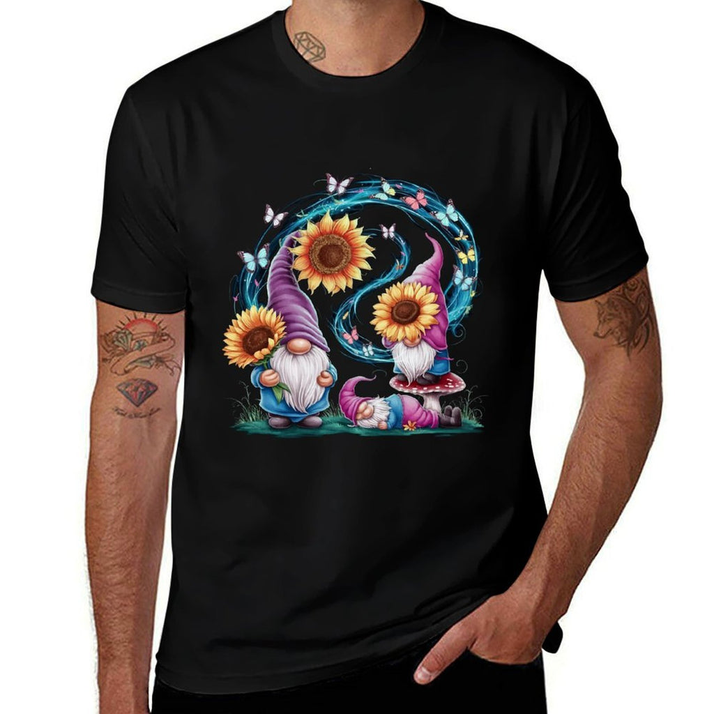 Cute Gnomes Sunflower With Butterfly Flower Sunflower Field  Classic T-Shirt