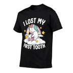 I Lost My First Tooth Girl Tooth Fairyth Out Unicorn  Fade-proof Color T-Shirt