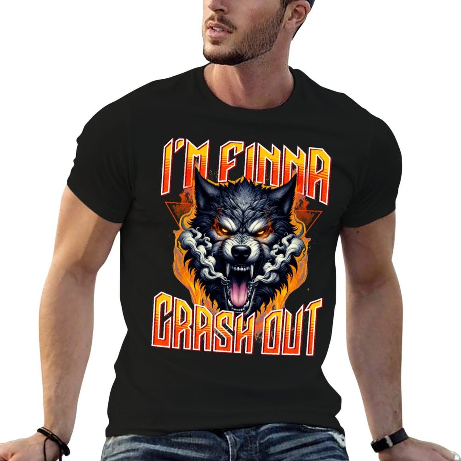 Im Finna Crash Out Ironic Meme Sigma Brainrot Quote  Rolled Sleeves T-Shirt