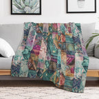 Retro Hippie Patchwork Versatility Throw Blanket