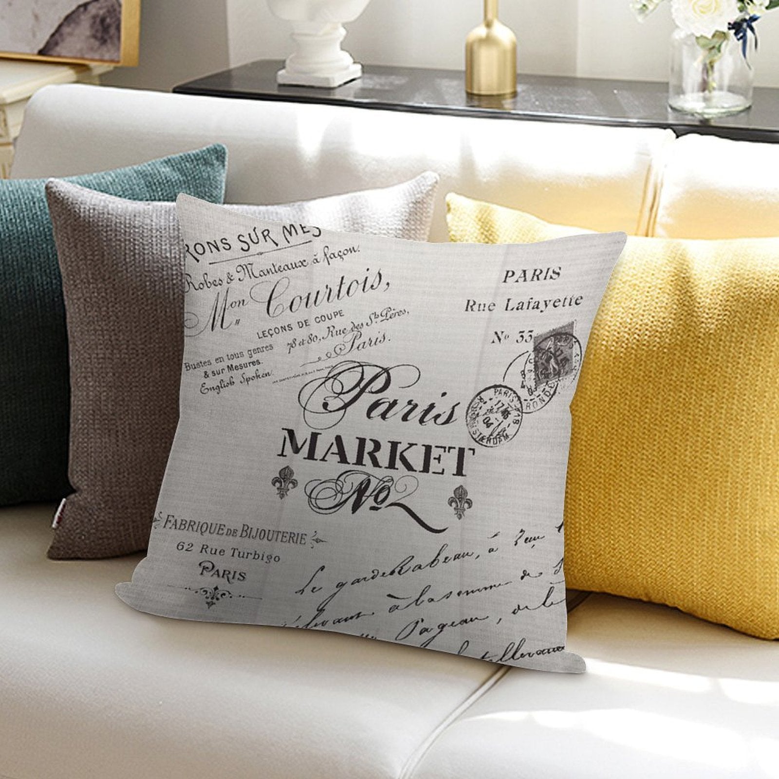 Paris Market Grey Soft Gift Ready Throw Pillow