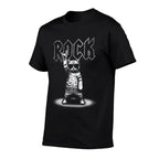 Retro Cat Rock Music Gifts Men Kids Women Funny Cat  Easy-care T-Shirt