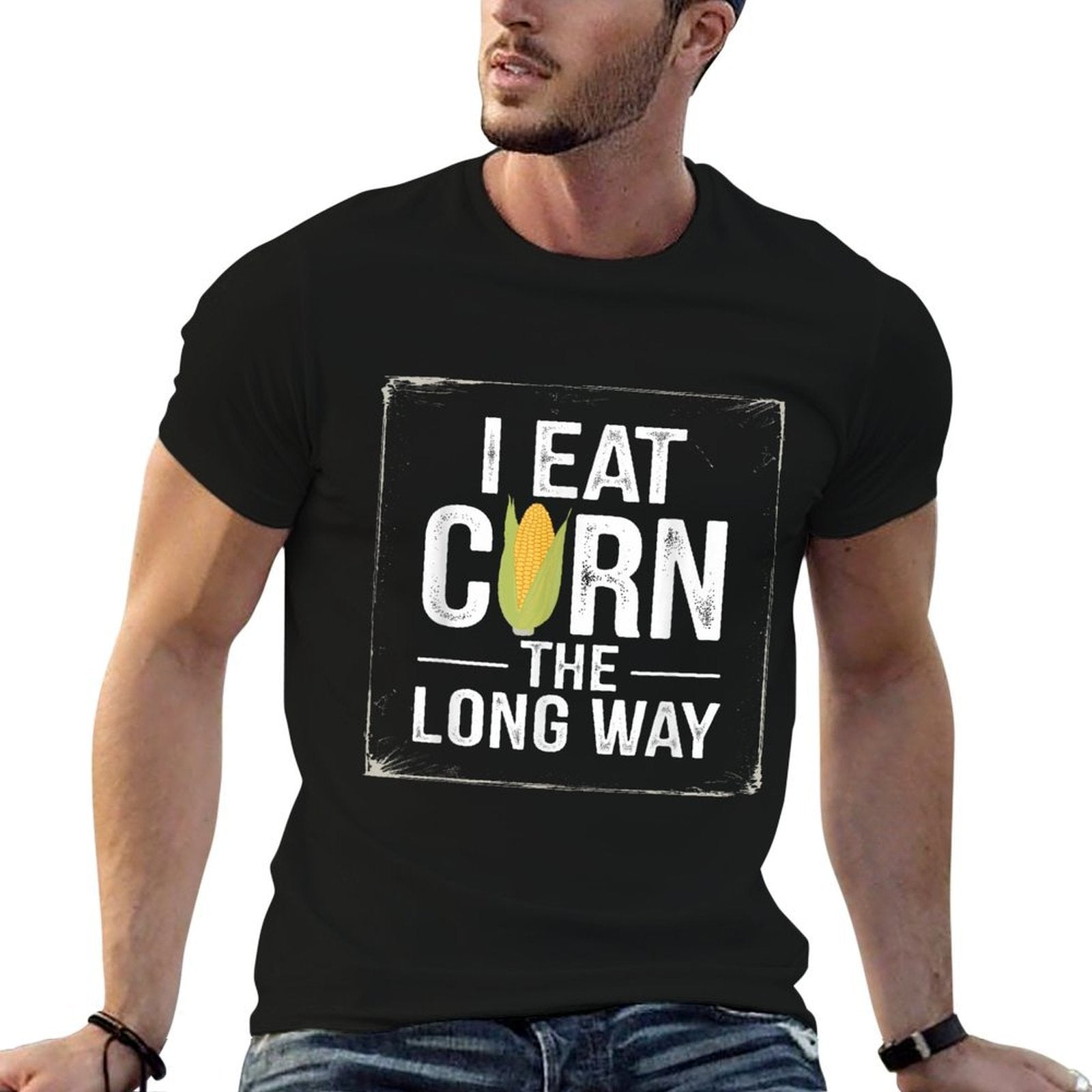 I Eat Corn The Long Way Mens Embarrassing Airport Gag  Relaxed-fit T-Shirt