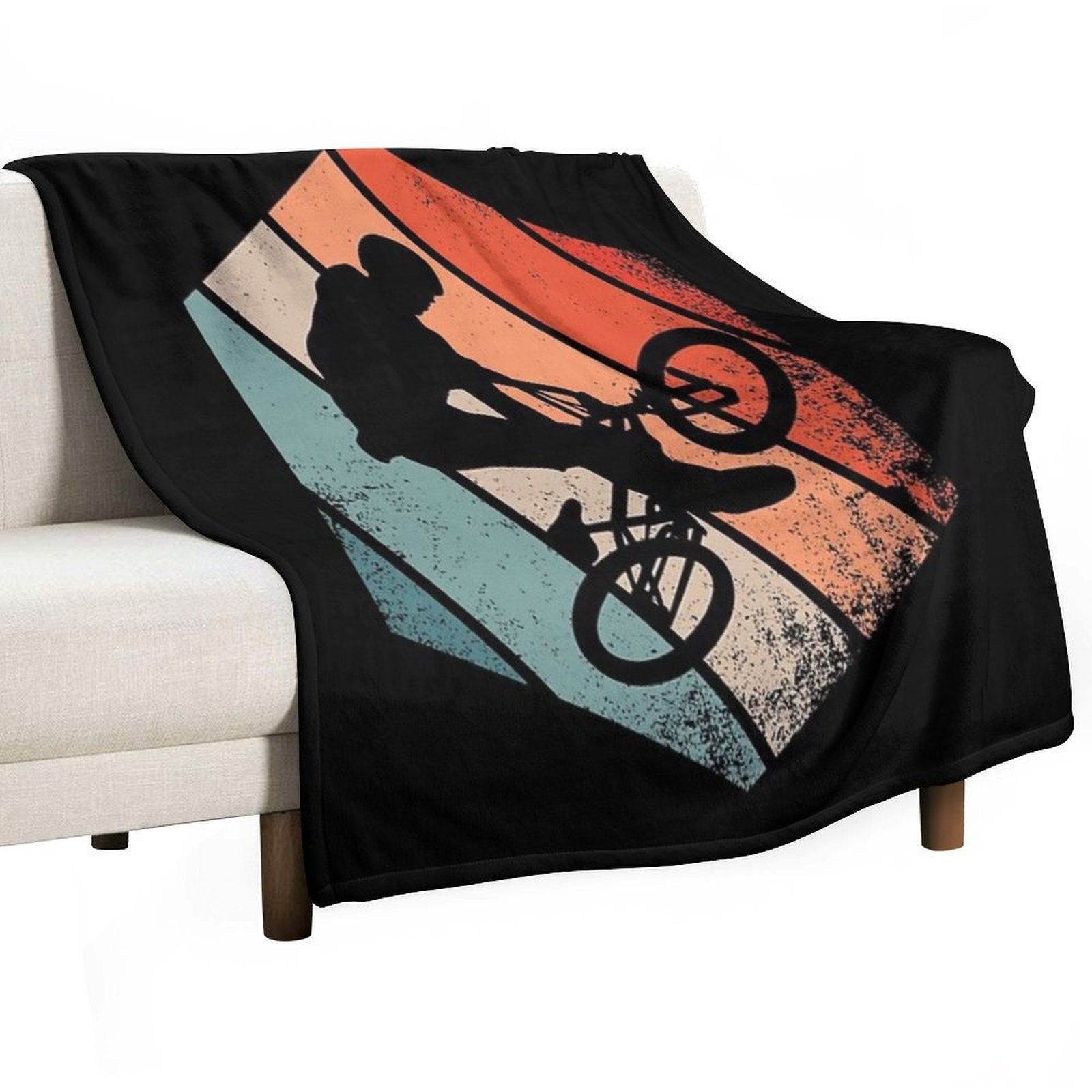 Cool Retro BMX Rider Doing Freestyle Gift-ready Throw Blanket