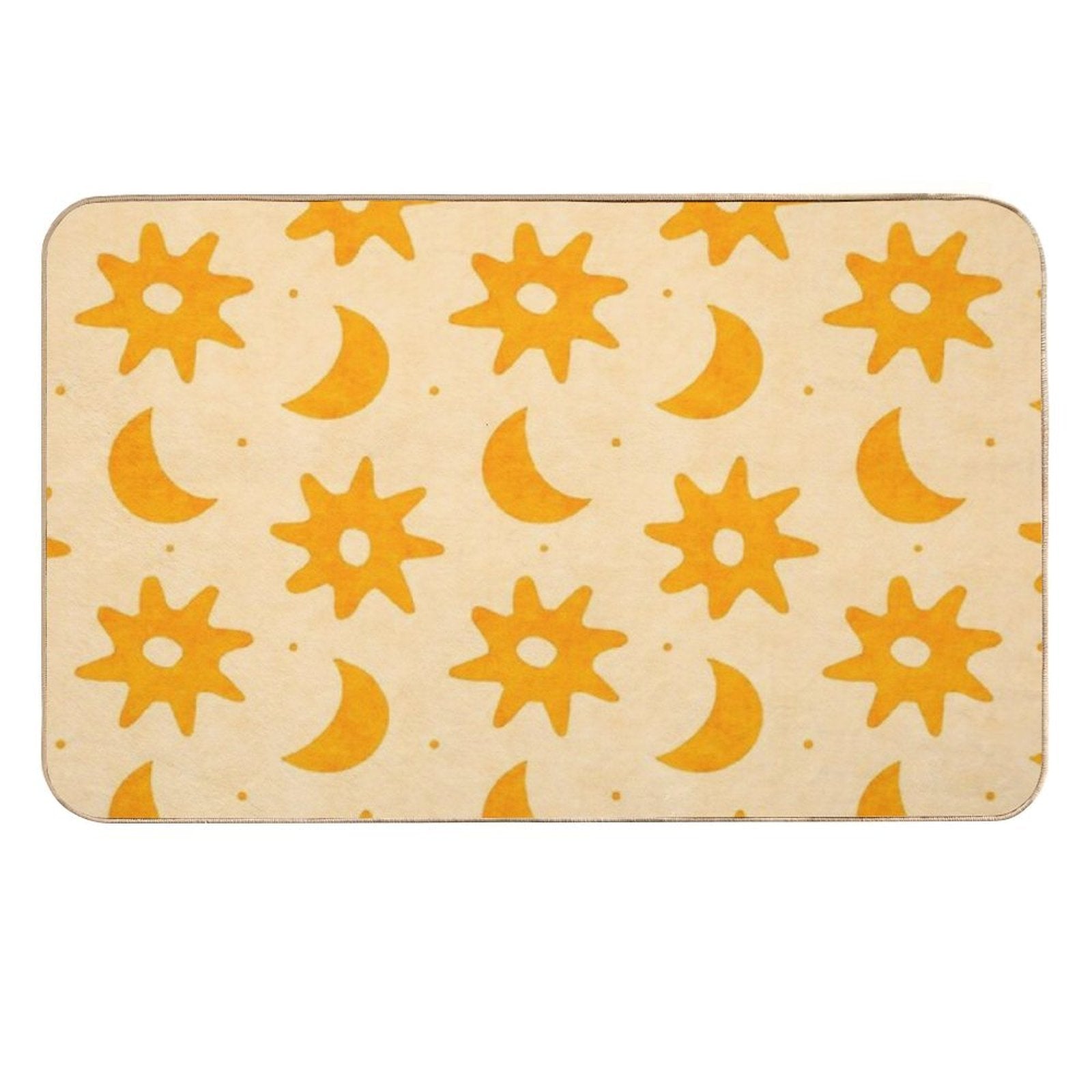 Fun Sun And Moon Orange Textured  Odorless Bath Mat