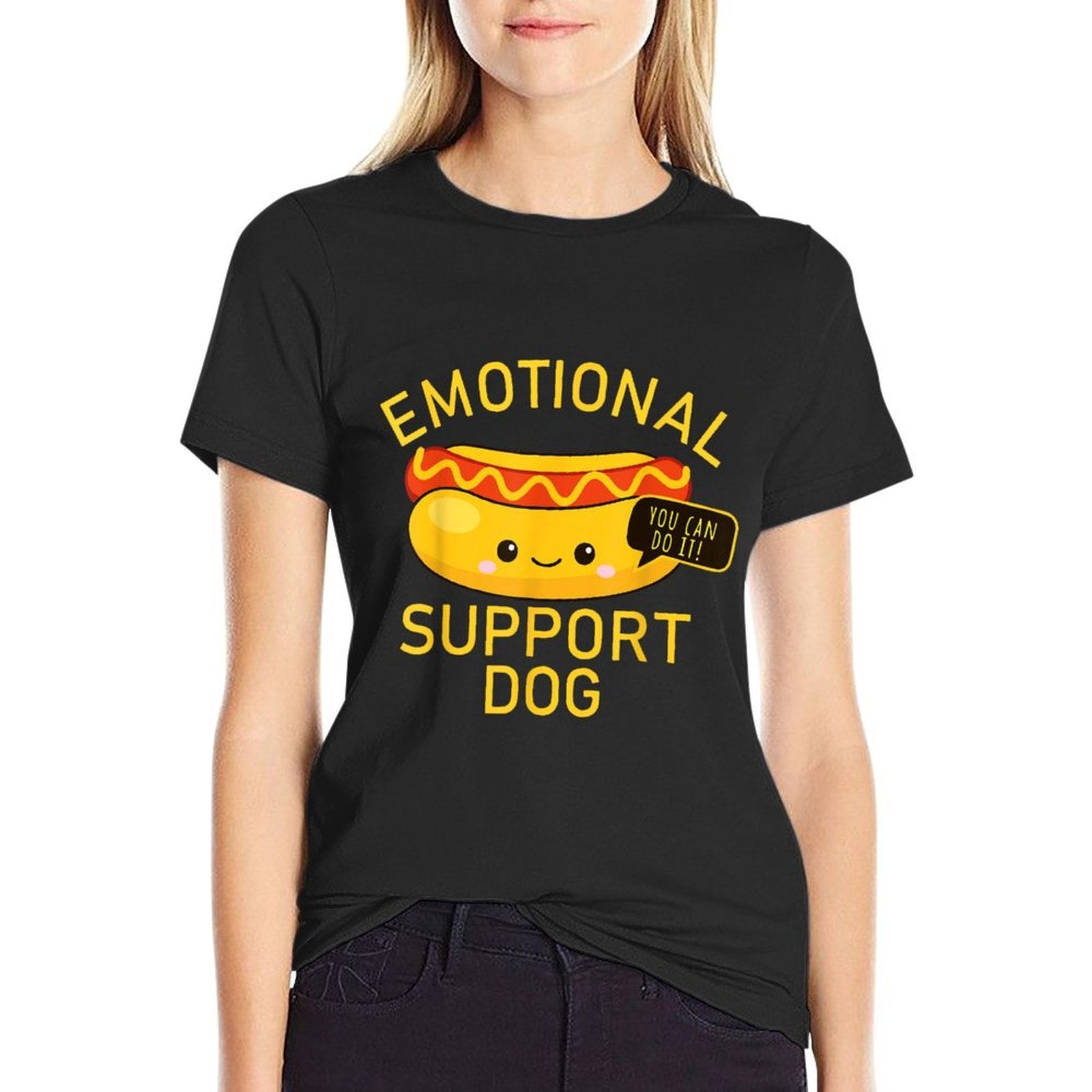 Funny Emotional Support Dog Hot Dog Kawai 4th of July  Versatile T-Shirt