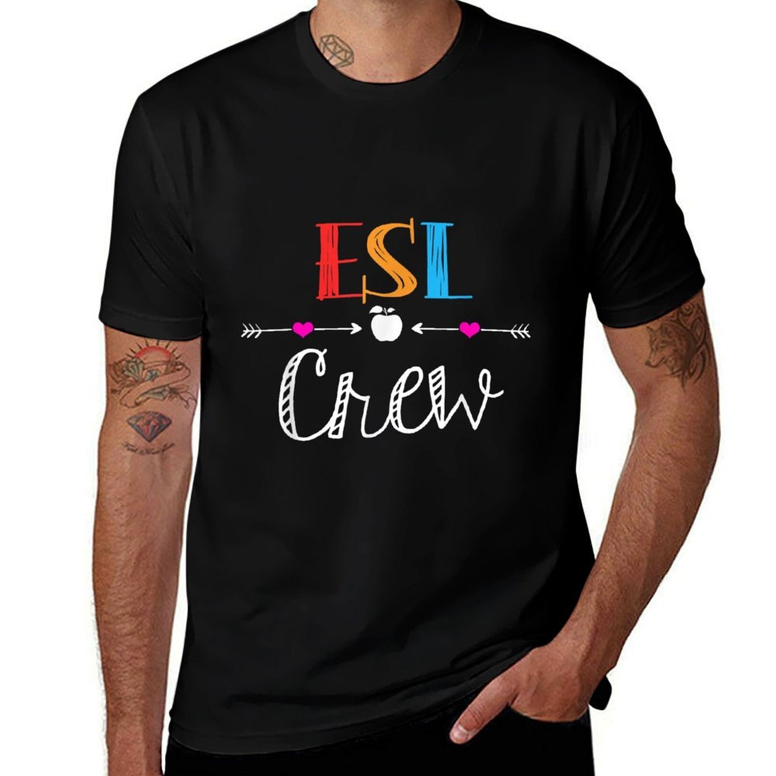Esl Teacher Crew Funny First Day Of School Gifts for Men Women Girls Kids  High-quality Stitching T-Shirt
