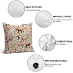 Horses Floral Horse Breeds Farm Animal Pets Soft Durable Construction Throw Pillow